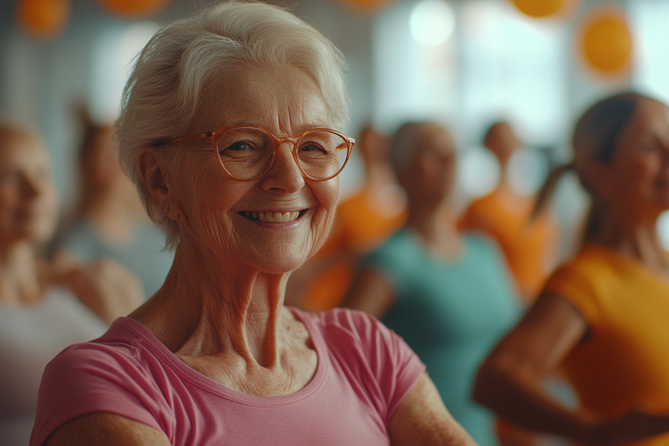 Активні люди старшого віку займаються фітнесом